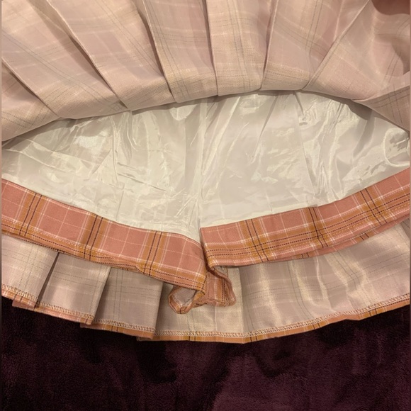 Plaid pleated skirt- yellow and pink - Picture 3 of 5